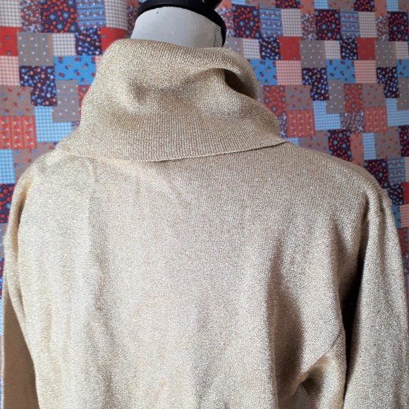 Vintage 1980s I. B. Diffusion Sparkly Gold Sweater Size Small - Picture 9 of 11